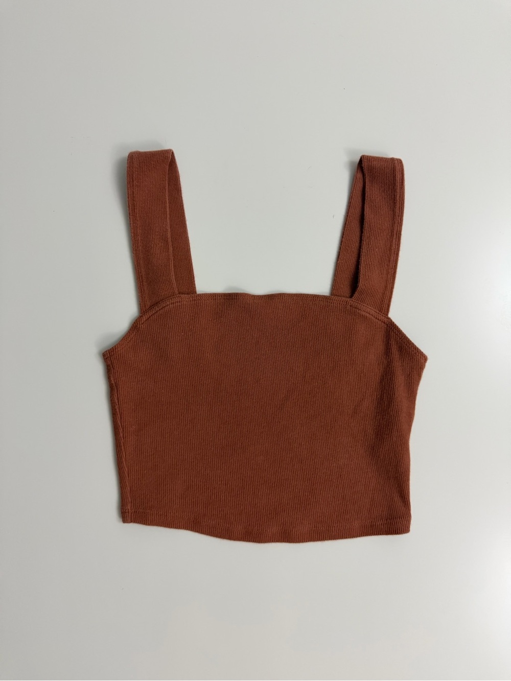 Abercrombie & Fitch Soft Rib Knit Cropped Tank Top, Brown, Size S